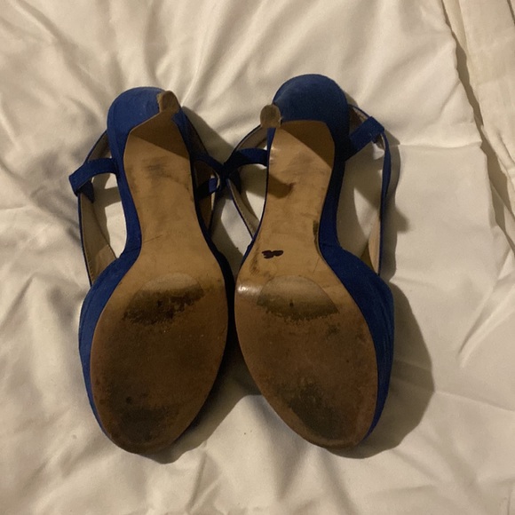 Blue suede platform shoes - Picture 4 of 4